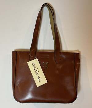 NWT Emilie M Purse Handbag Faux Leather Cutout Brown New